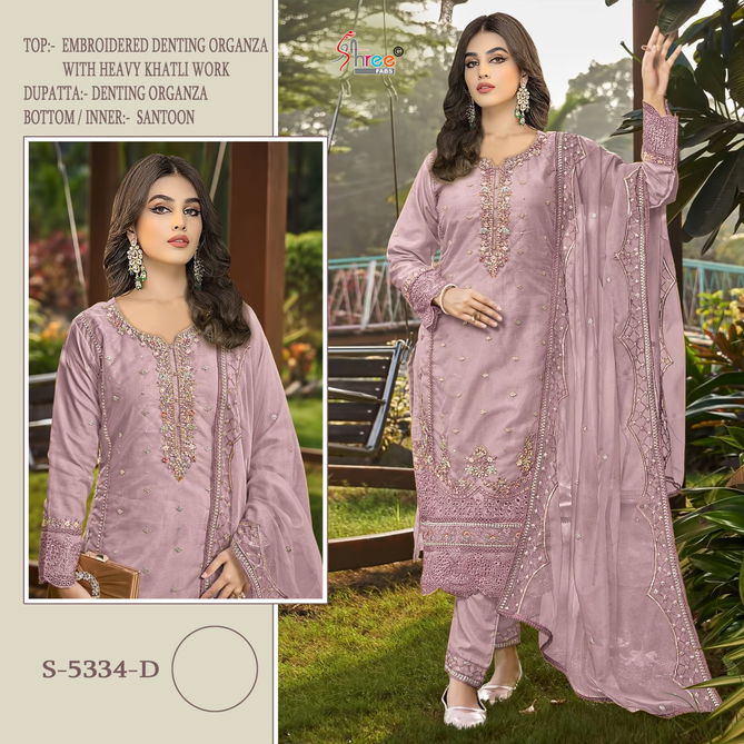 S 5334 By Shree Fabs Organza Wholesale Pakistani Salwar Suits Suppliers In Mumbai